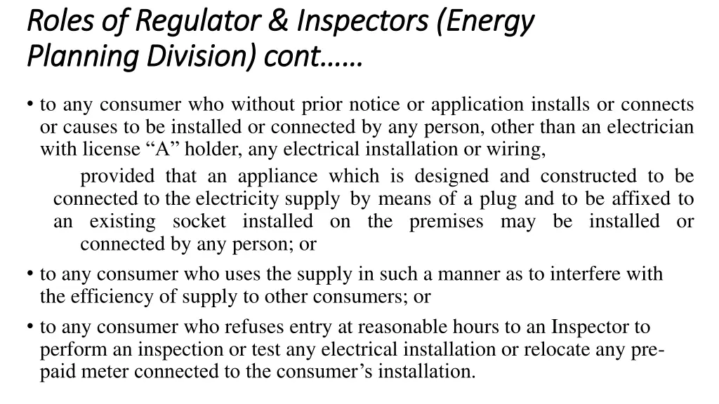 roles of regulator inspectors energy roles 1