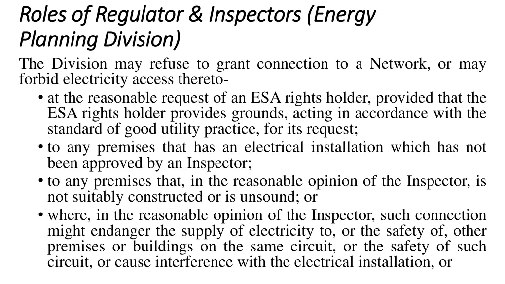 roles of regulator inspectors energy roles