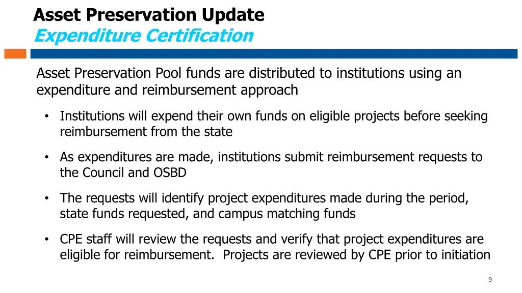 asset preservation update expenditure