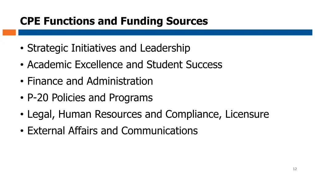 cpe functions and funding sources 1