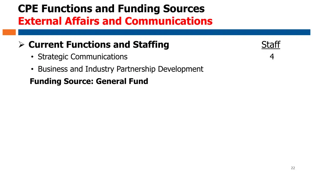 cpe functions and funding sources external