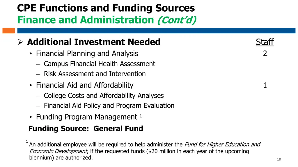 cpe functions and funding sources finance 1