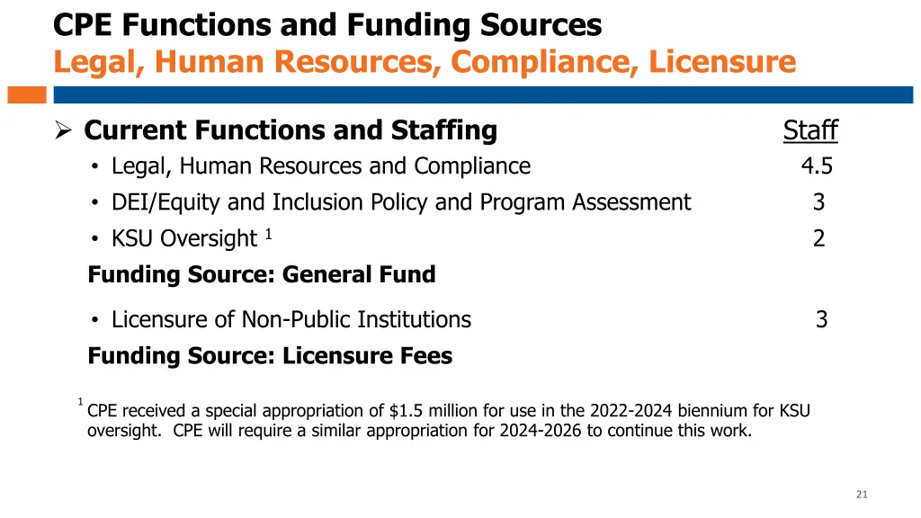 cpe functions and funding sources legal human
