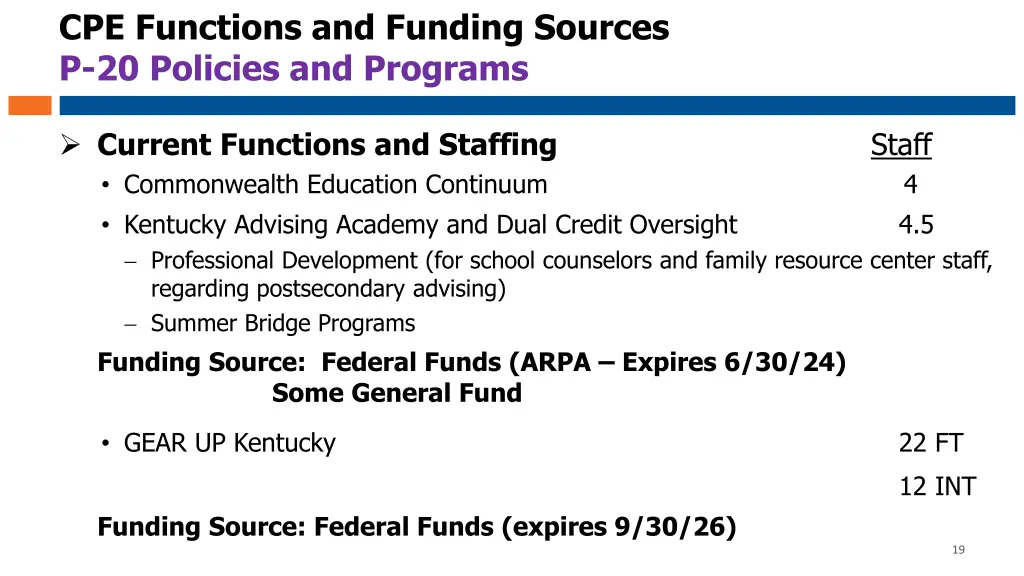 cpe functions and funding sources p 20 policies