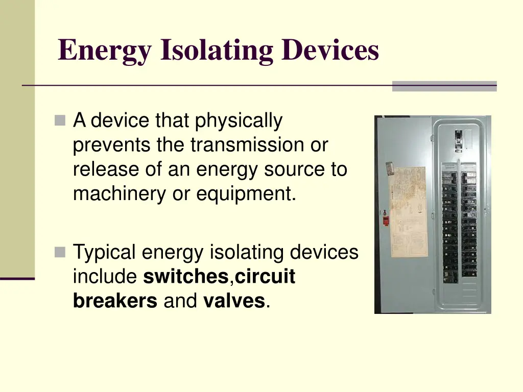 energy isolating devices