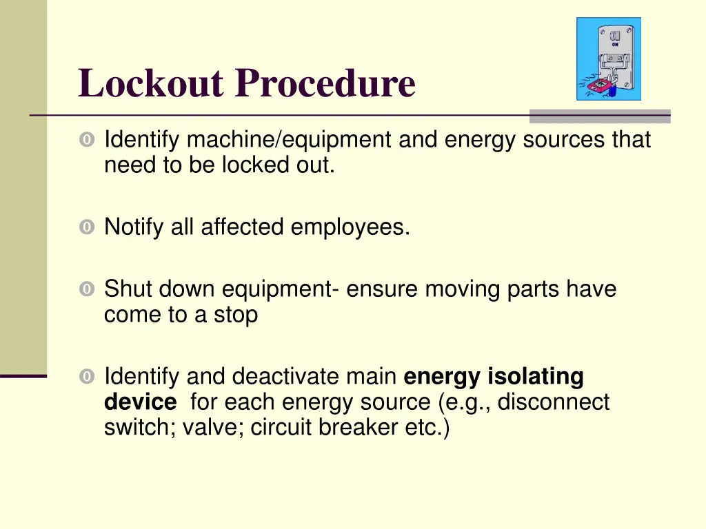 lockout procedure
