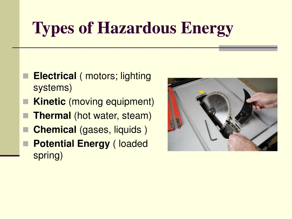 types of hazardous energy