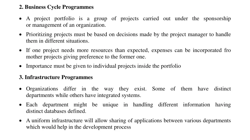 2 business cycle programmes