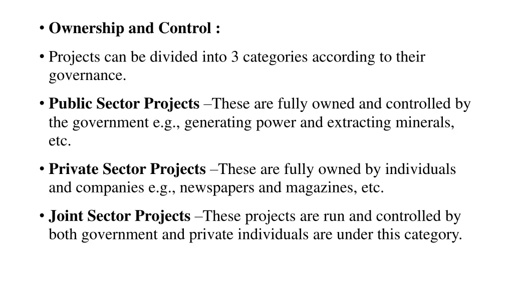 ownership and control