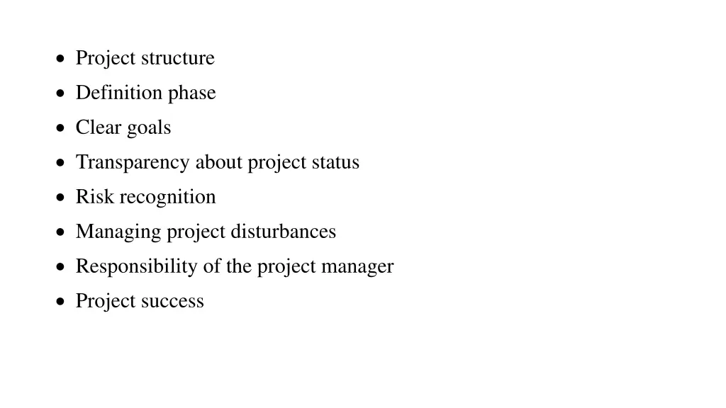 project structure definition phase clear goals