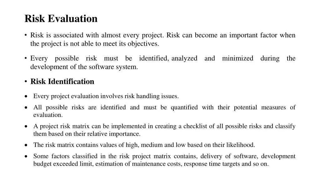 risk evaluation