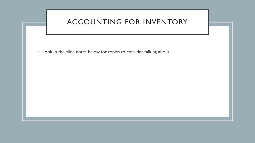 accounting for inventory