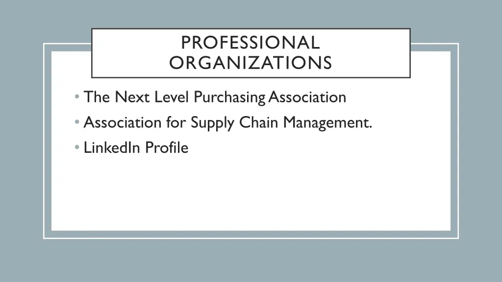 professional organizations