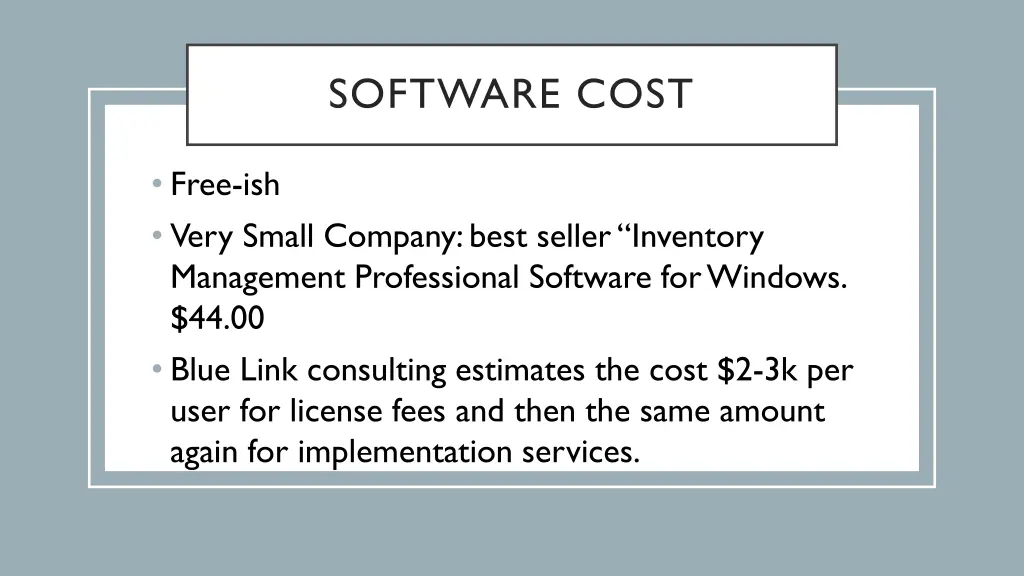 software cost