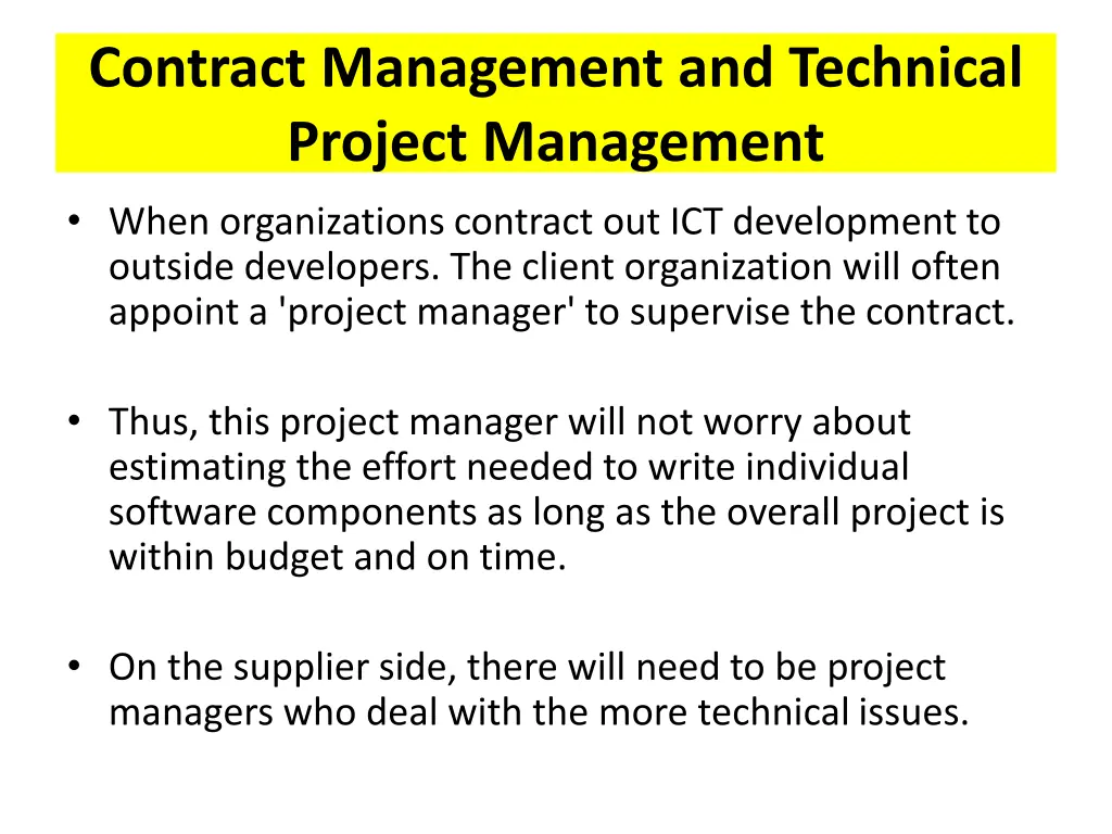 contract management and technical project