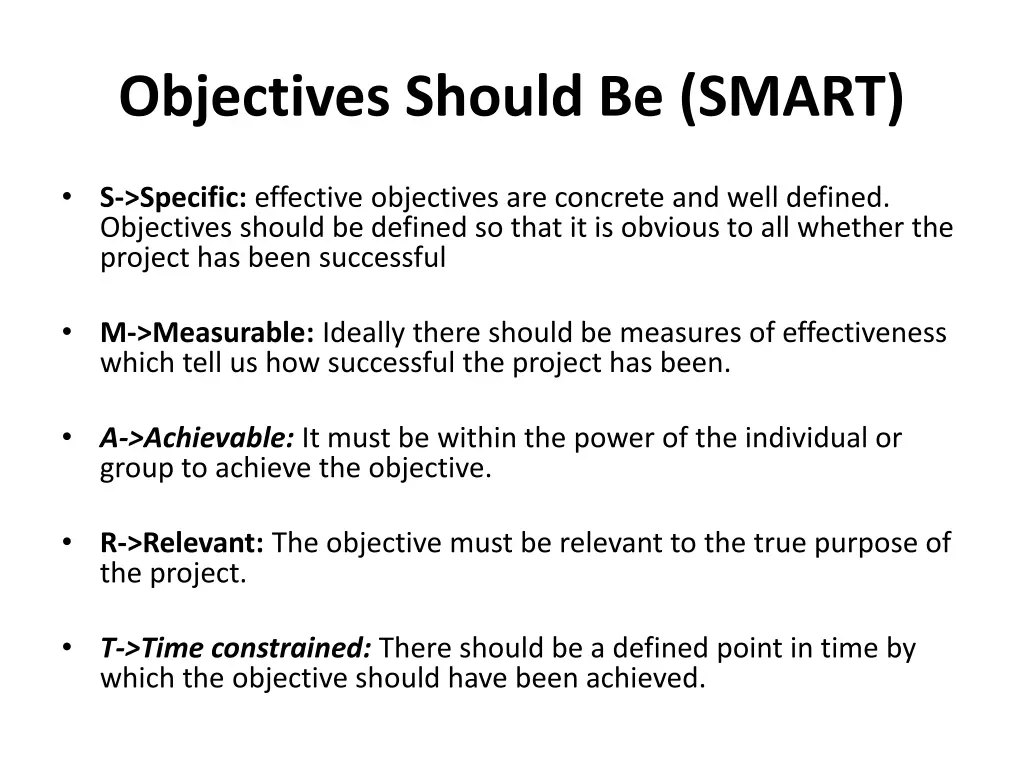 objectives should be smart