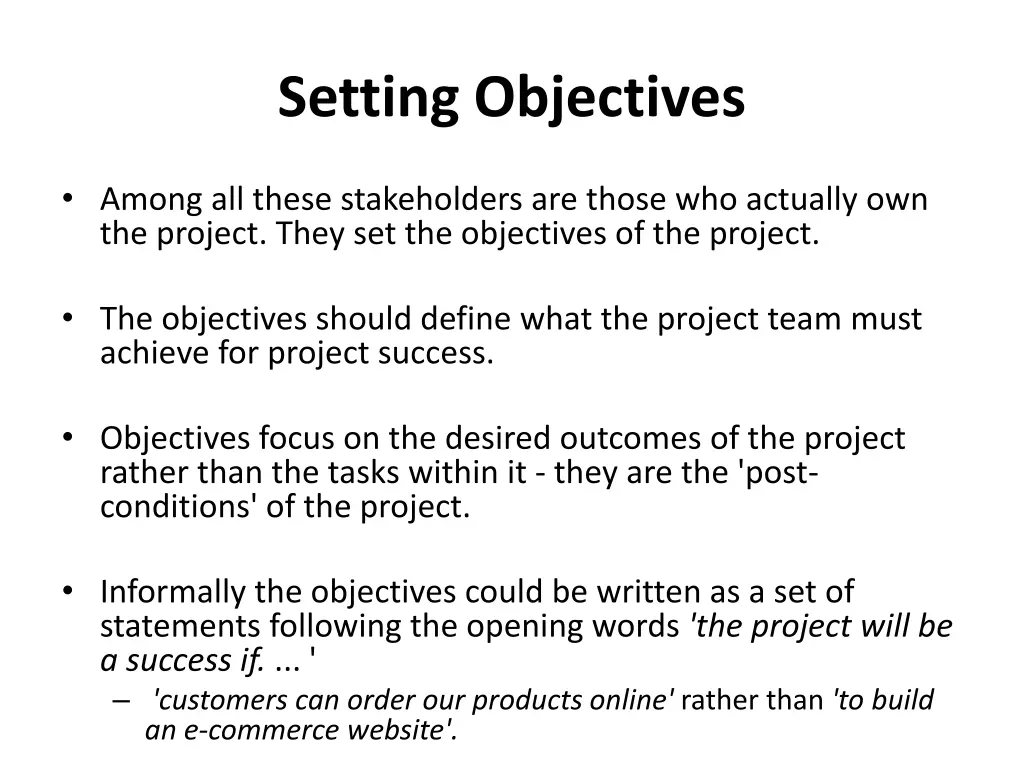 setting objectives