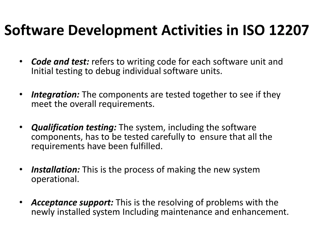 software development activities in iso 12207 1