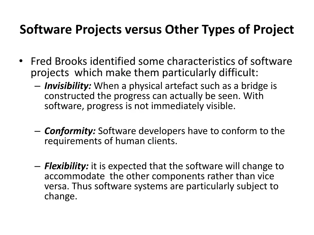 software projects versus other types of project