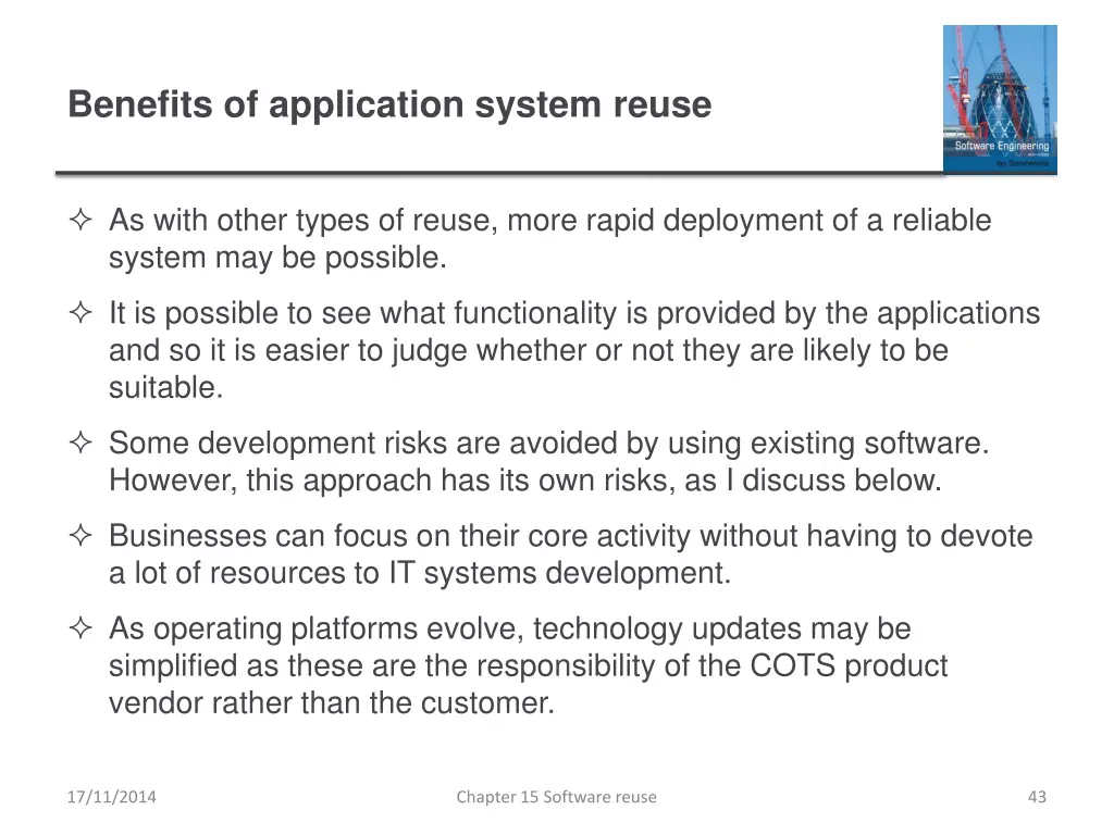 benefits of application system reuse