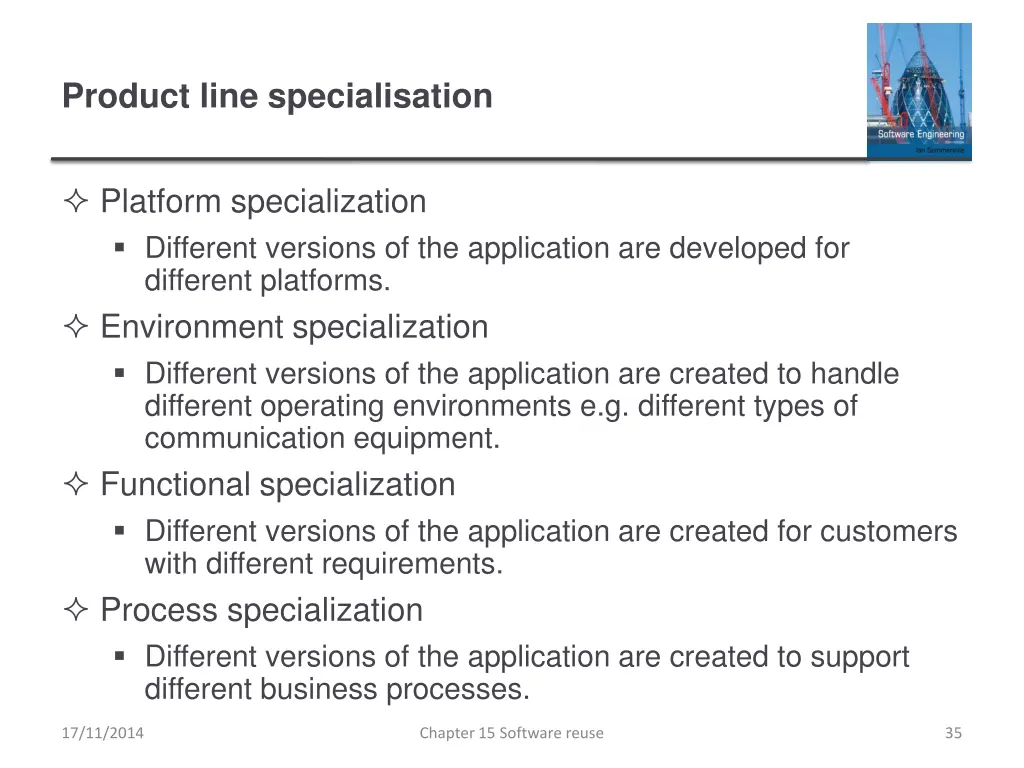product line specialisation