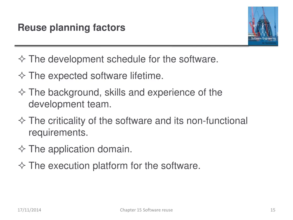 reuse planning factors