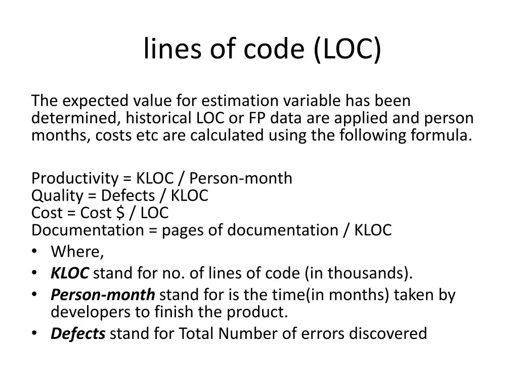 lines of code loc
