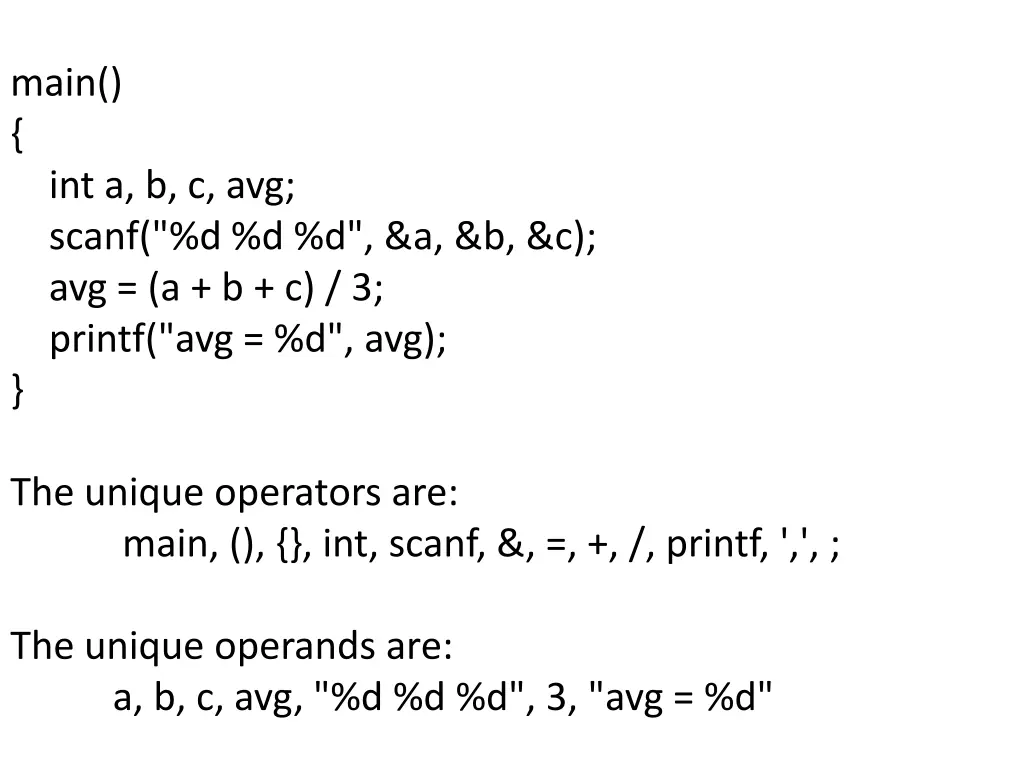 main int a b c avg scanf