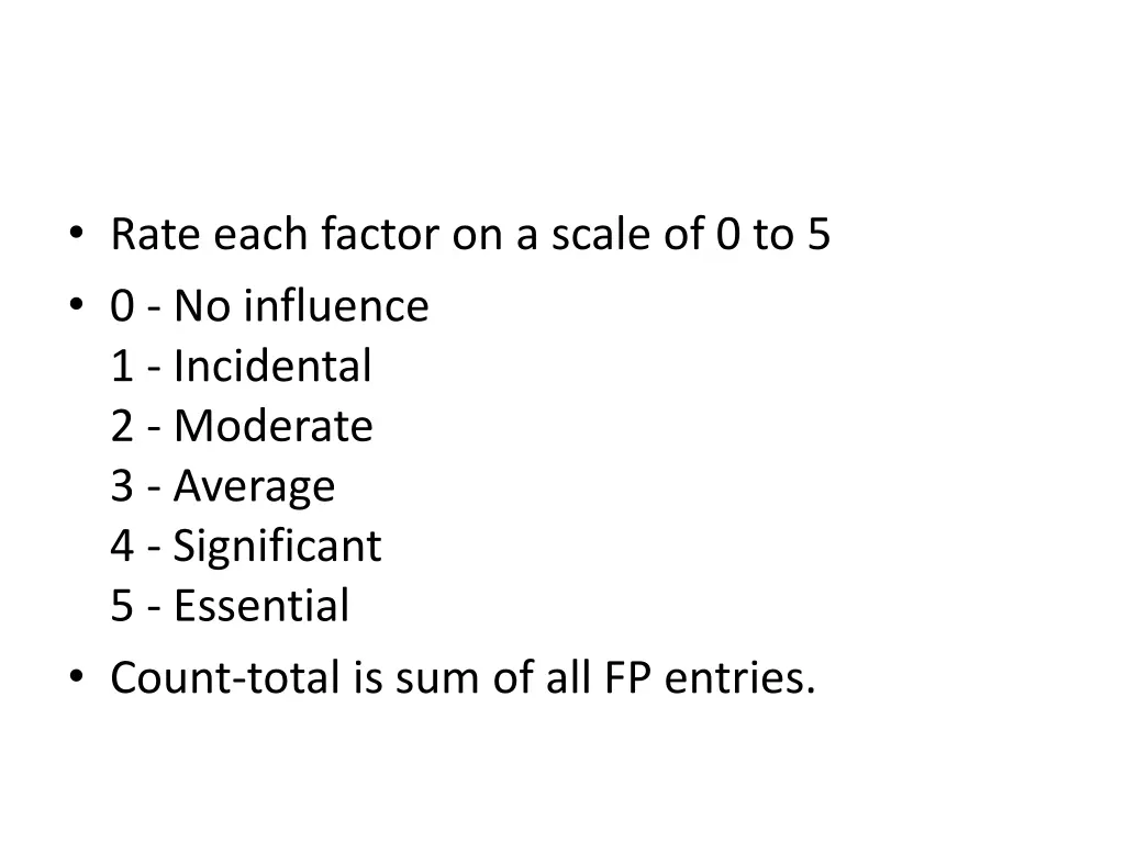 rate each factor on a scale