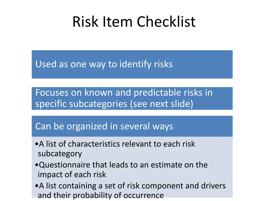 risk item checklist