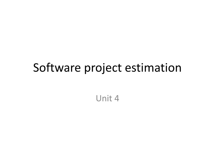 software project estimation