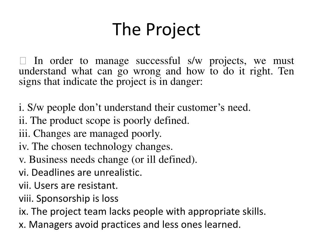 the project