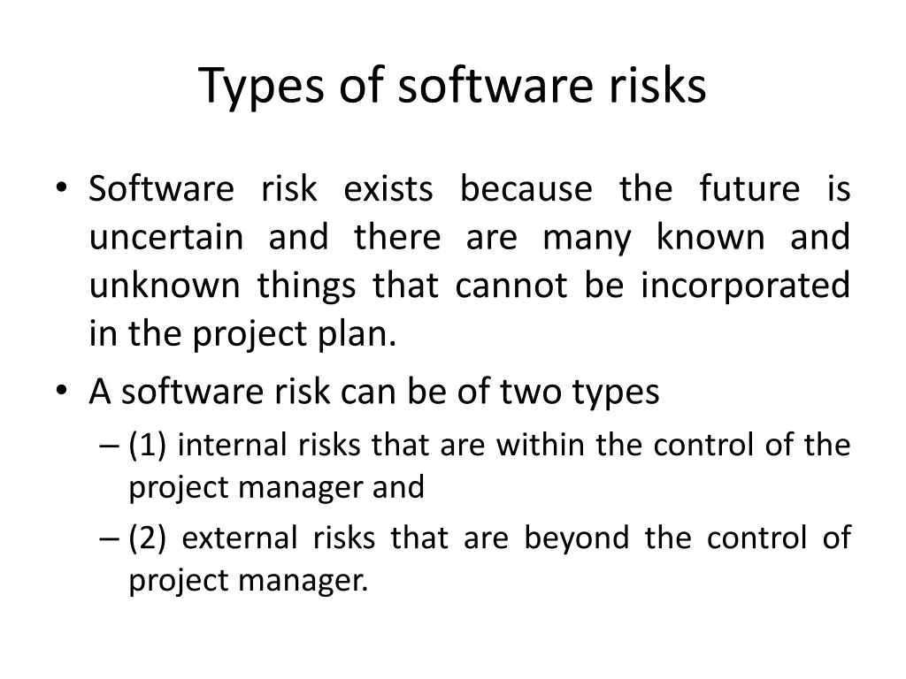 types of software risks