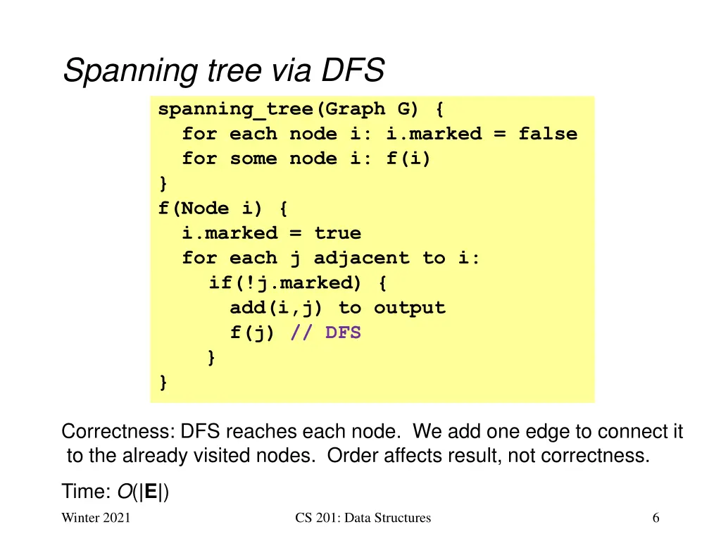 spanning tree via dfs spanning tree graph