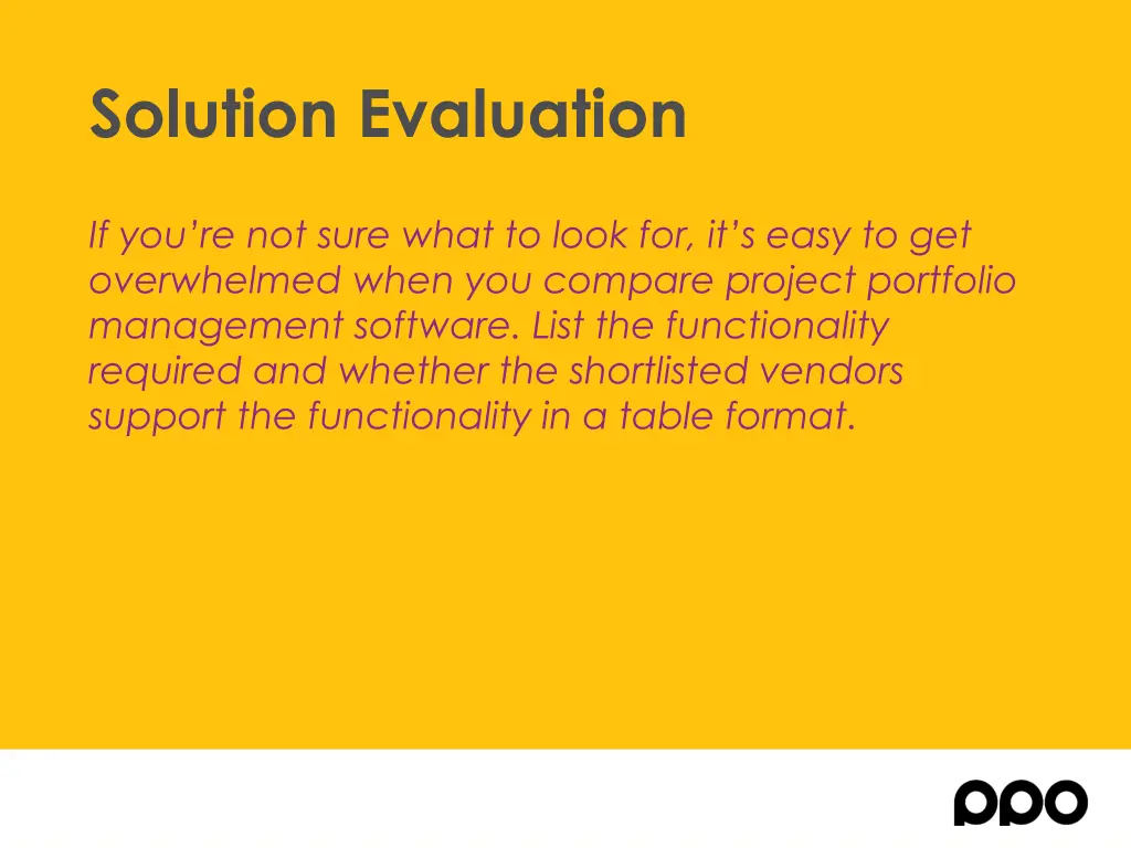 solution evaluation