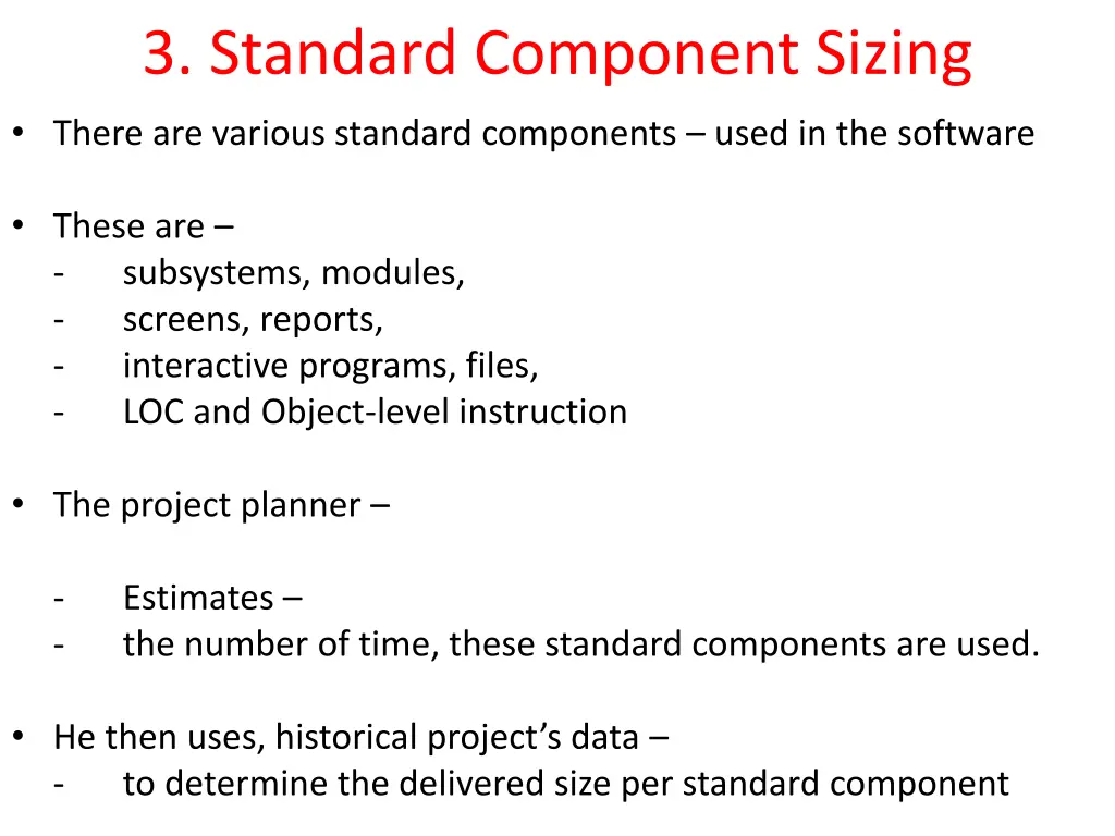 3 standard component sizing there are various