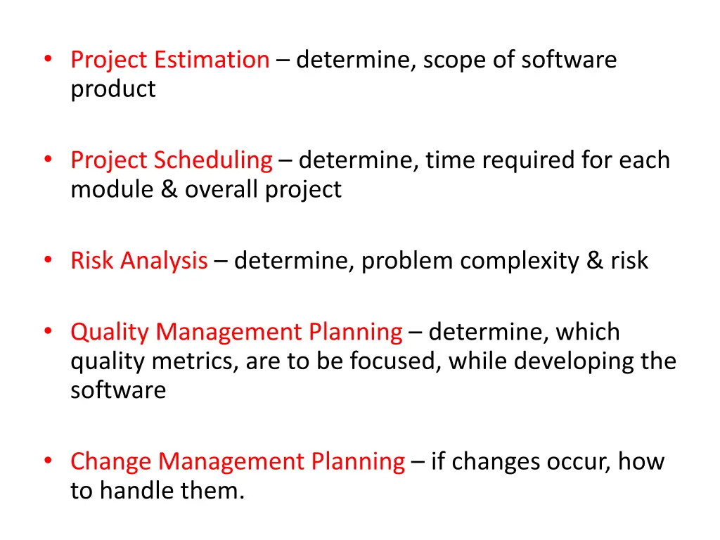 project estimation determine scope of software