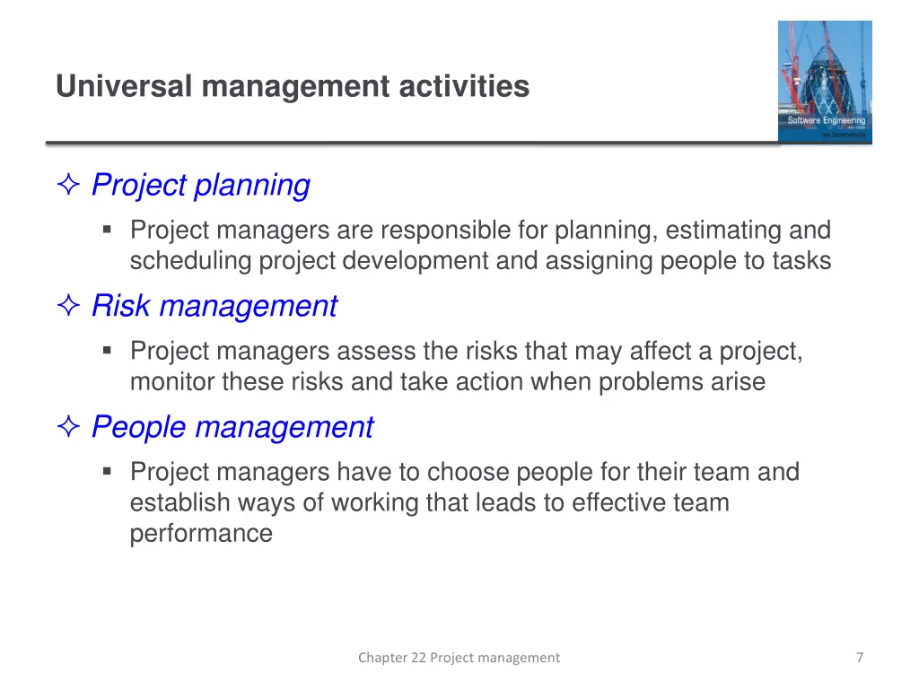 universal management activities
