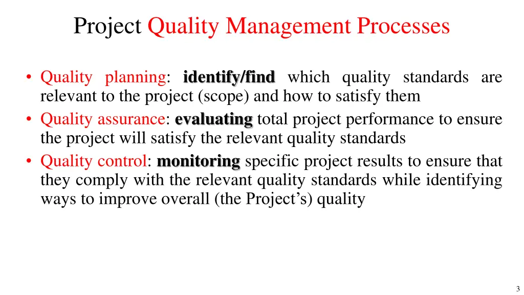 project quality management processes