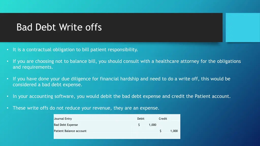 bad debt write offs