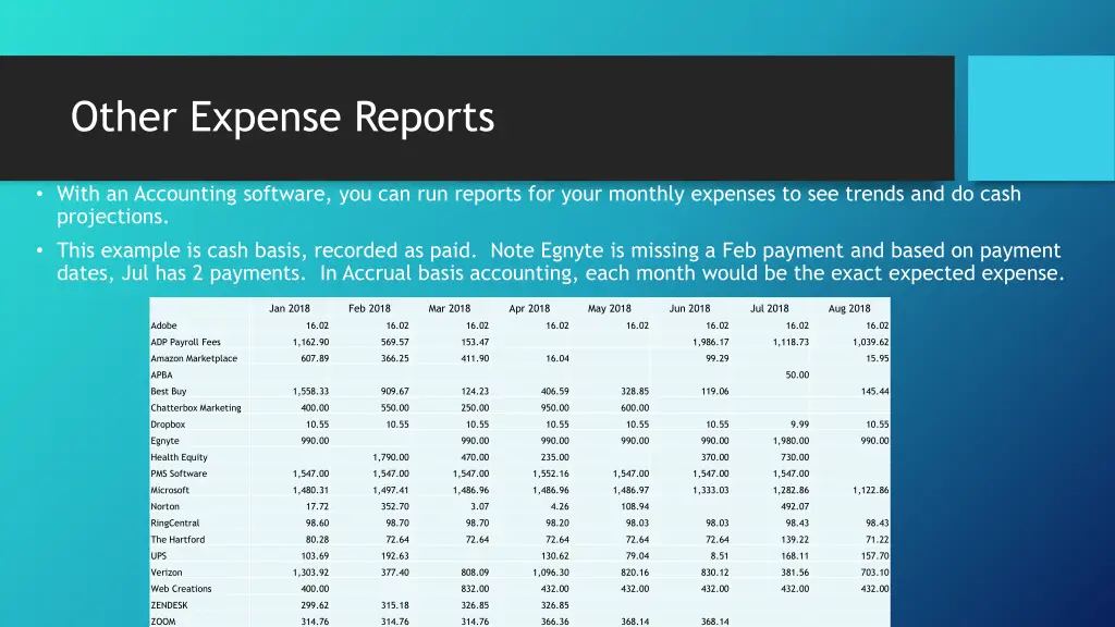 other expense reports