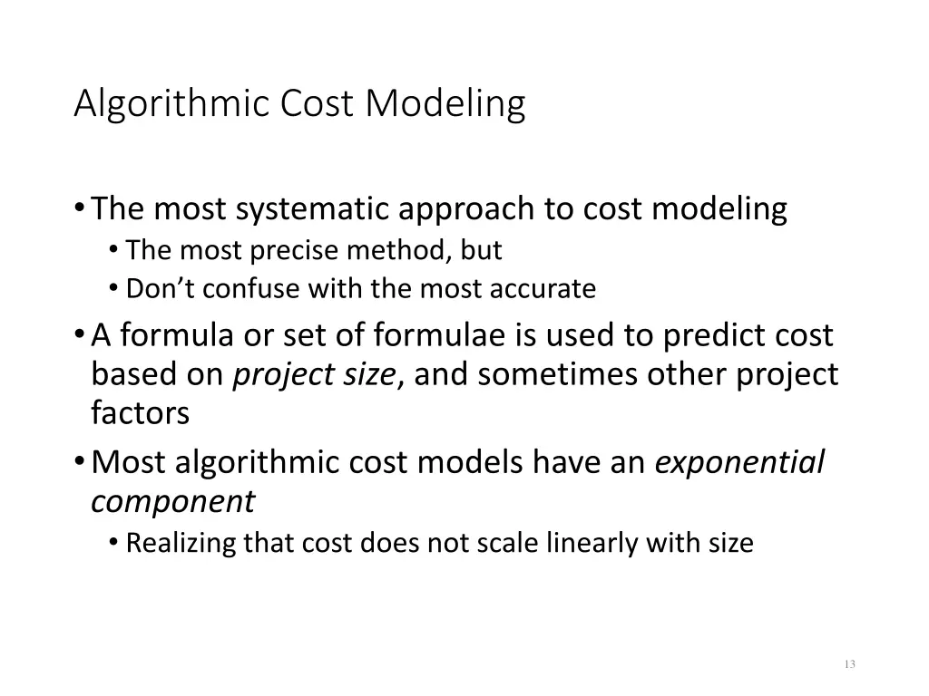 algorithmic cost modeling