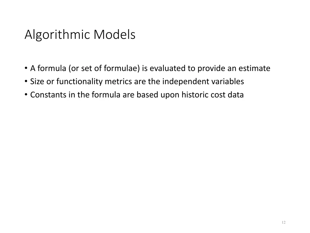 algorithmic models