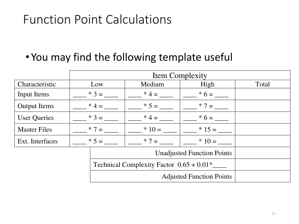 function point calculations