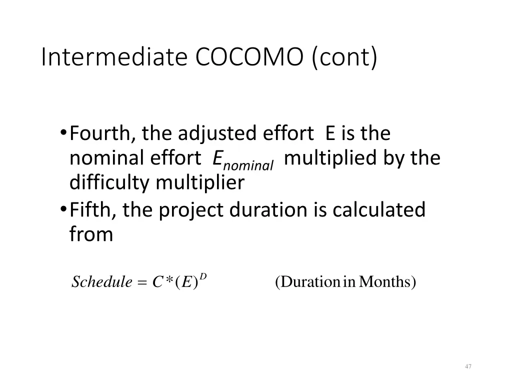 intermediate cocomo cont