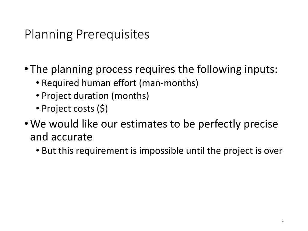 planning prerequisites