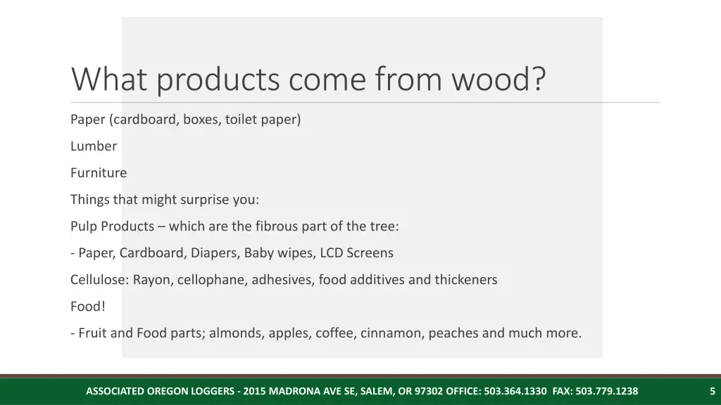 what products come from wood