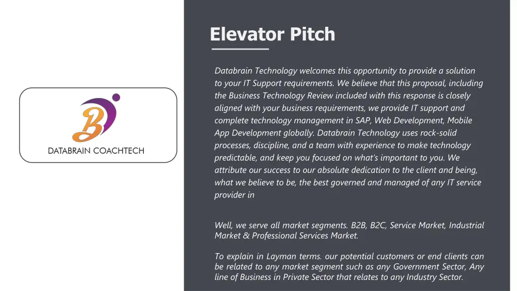 elevator pitch