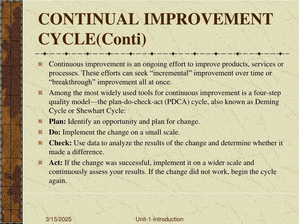 continual improvement cycle conti