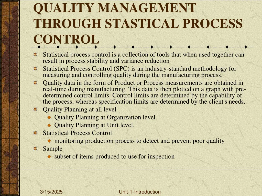 quality management through stastical process